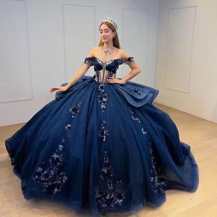 Off Shoulder Applique Dress Prom Polyester Tulle photo 4
