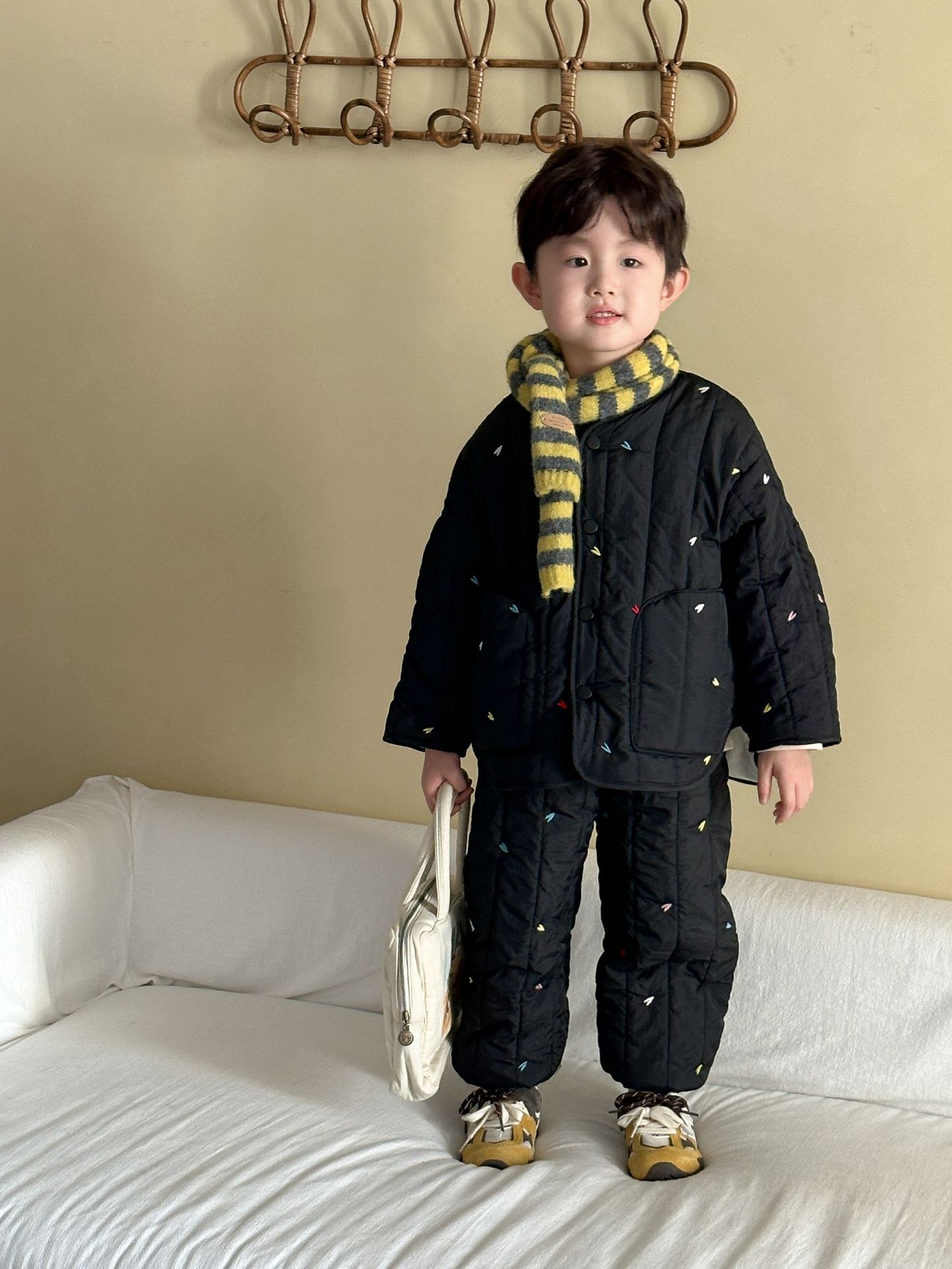 Childrens Cotton-padded Set Fleece-lined Warm Clothing photo 2