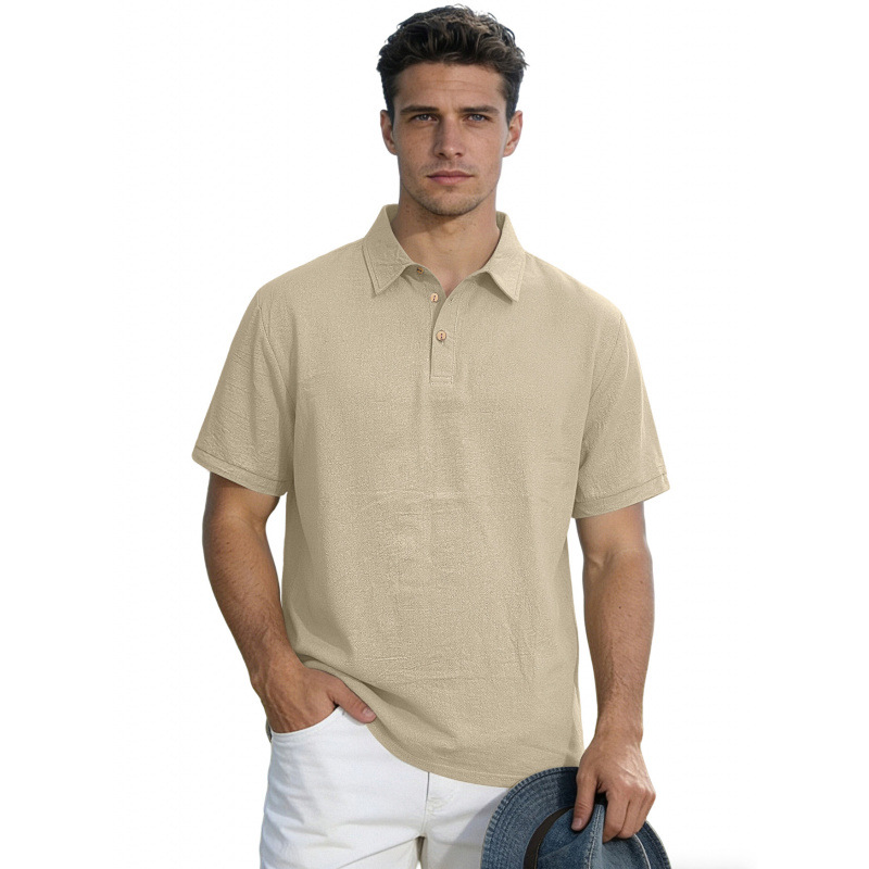 Men's Solid Color Lapel High-End Business T-Shirt photo 5