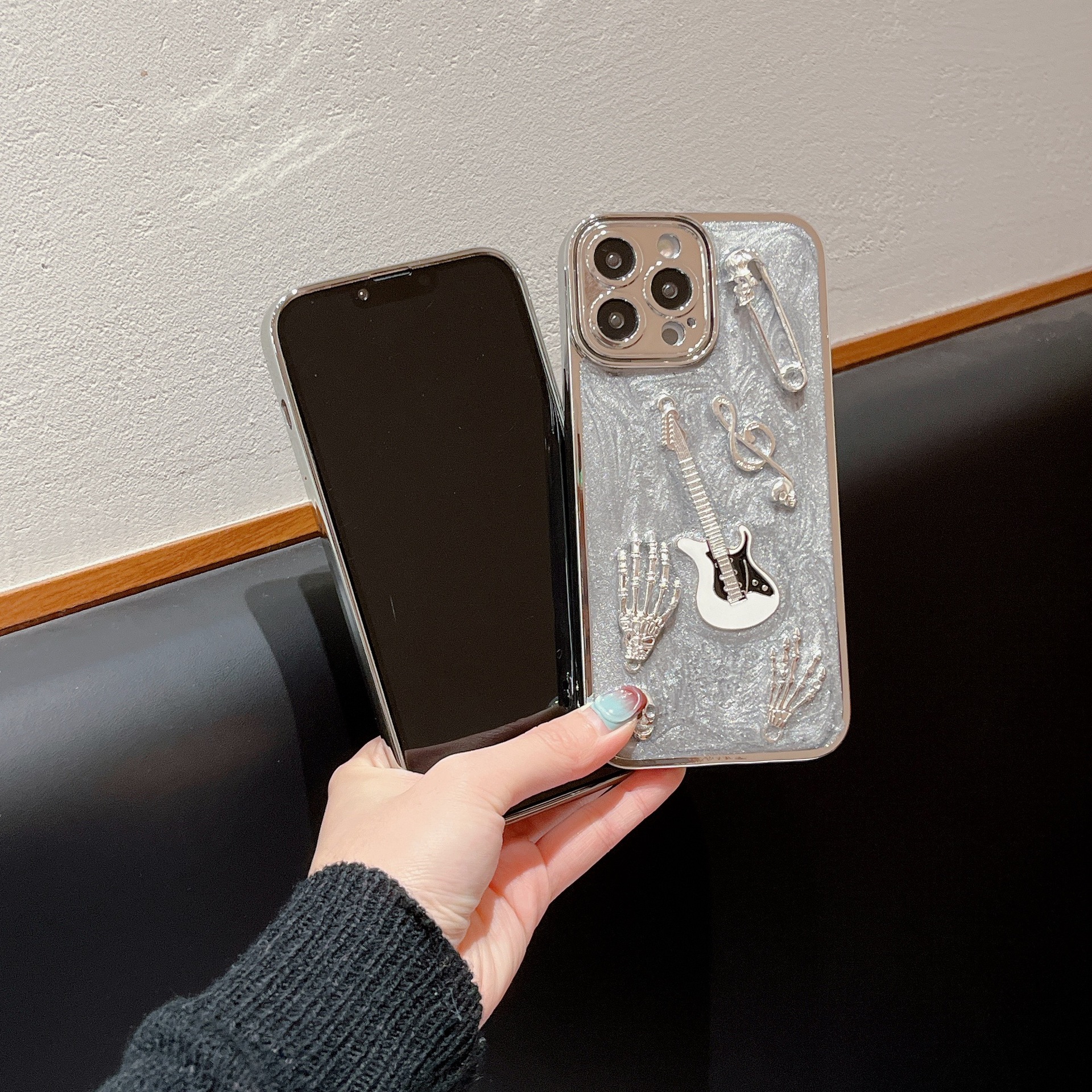 Cement Gray Metal Guitar Electroplating Protective Cover Phone Case photo 7