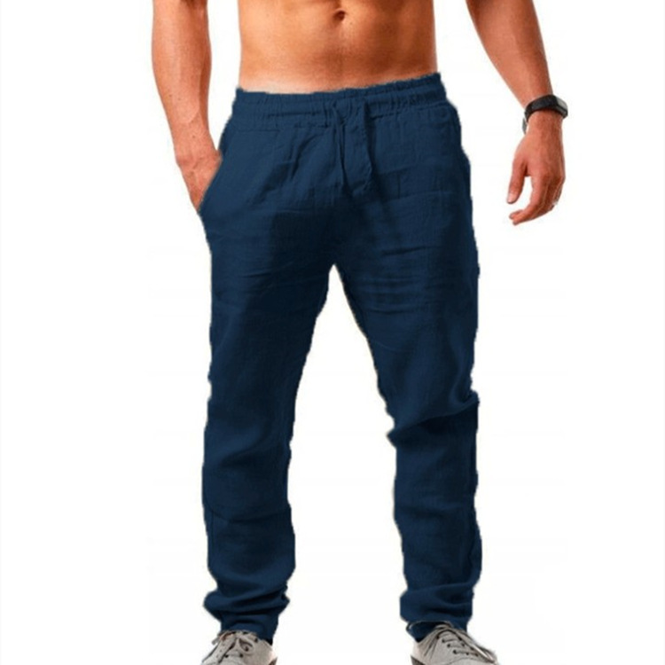 Men's Hip-Hop Breathable Cotton-Linen Loose-Fit Casual Sports Trousers photo 1