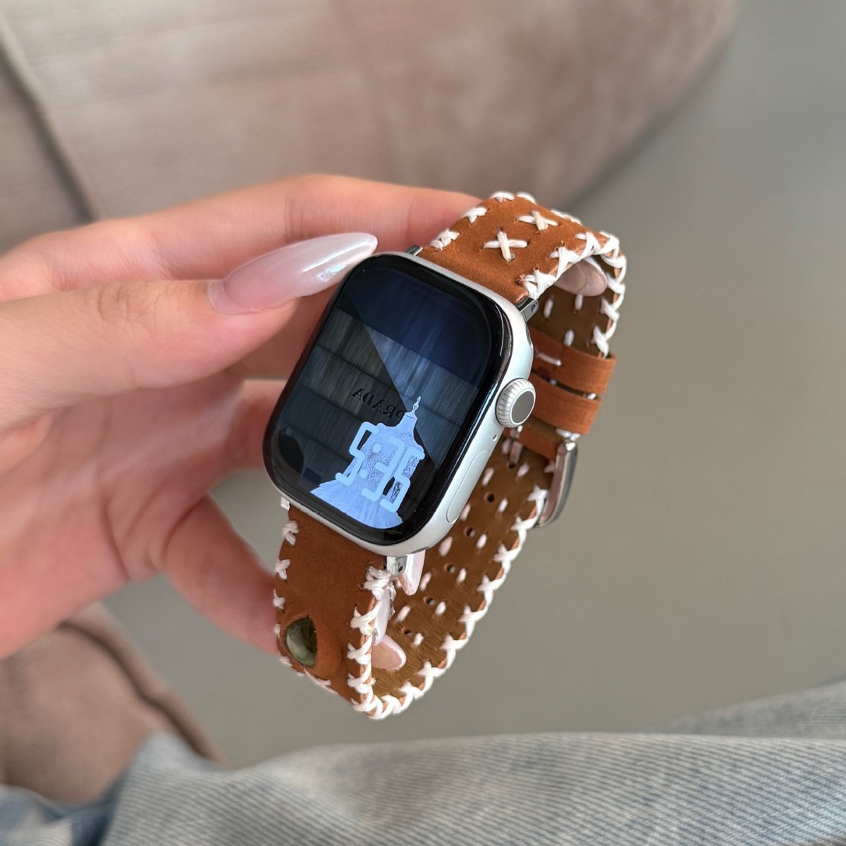 Fashionable Cat-eye Glazed Handmade Stitched Watch Strap photo 3
