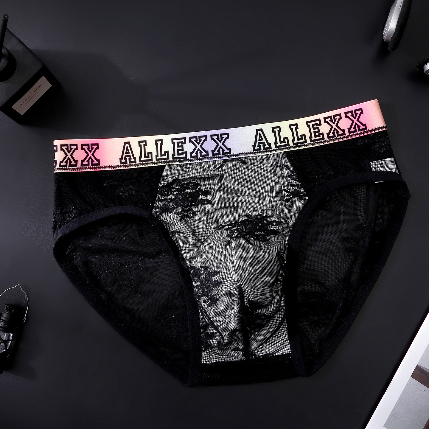 Color-Block Vibrant-Alphabet Mens Ultra-Thin Underwear photo 4