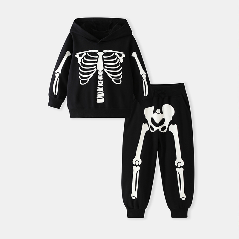 Childrens Luminous Bone-Pattern Hoodie Set photo 4