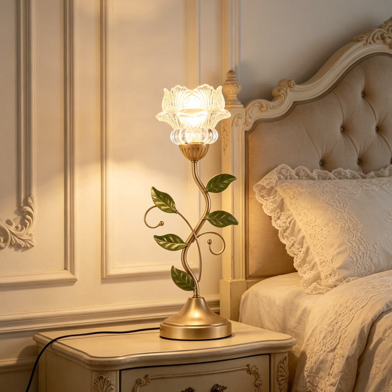 French-style Vintage Table Lamp Minimalist And Creative Flower Decoration photo 1