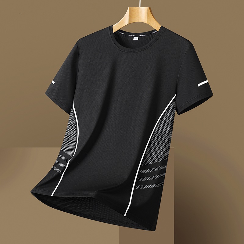 Ice-silk Quick-drying Mesh Breathable Printed Crew-neck Loose-fit T-shirt photo 8