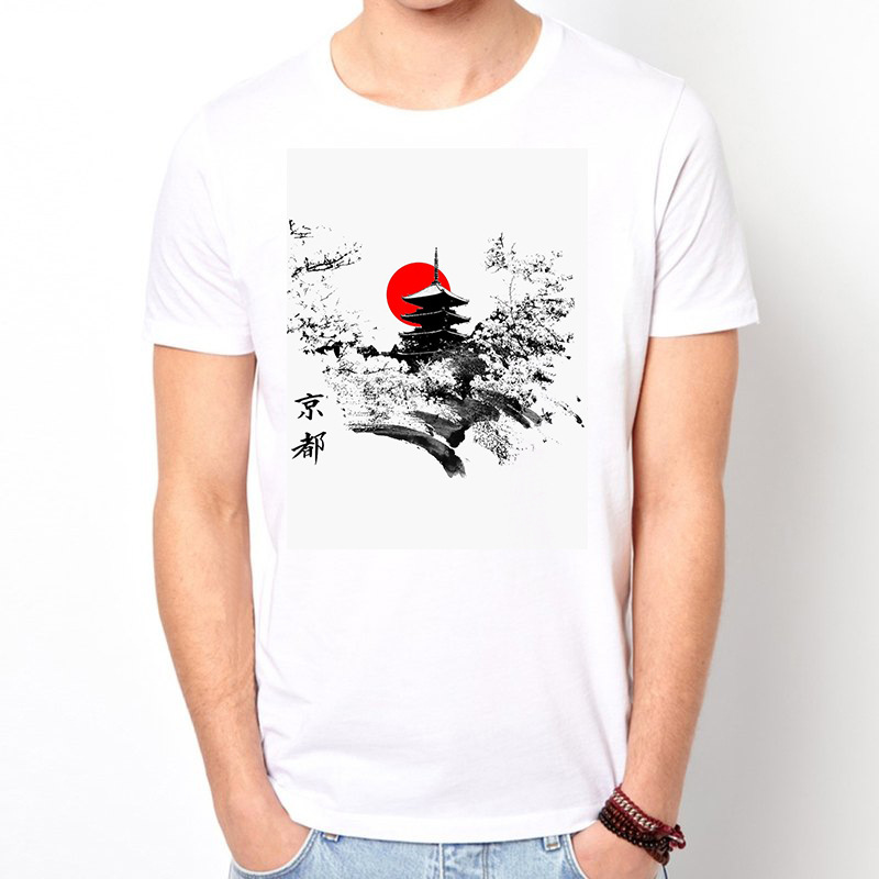 Cartoon Anime Japanese Samurai Harajuku Style White Men's T-shirt photo 5