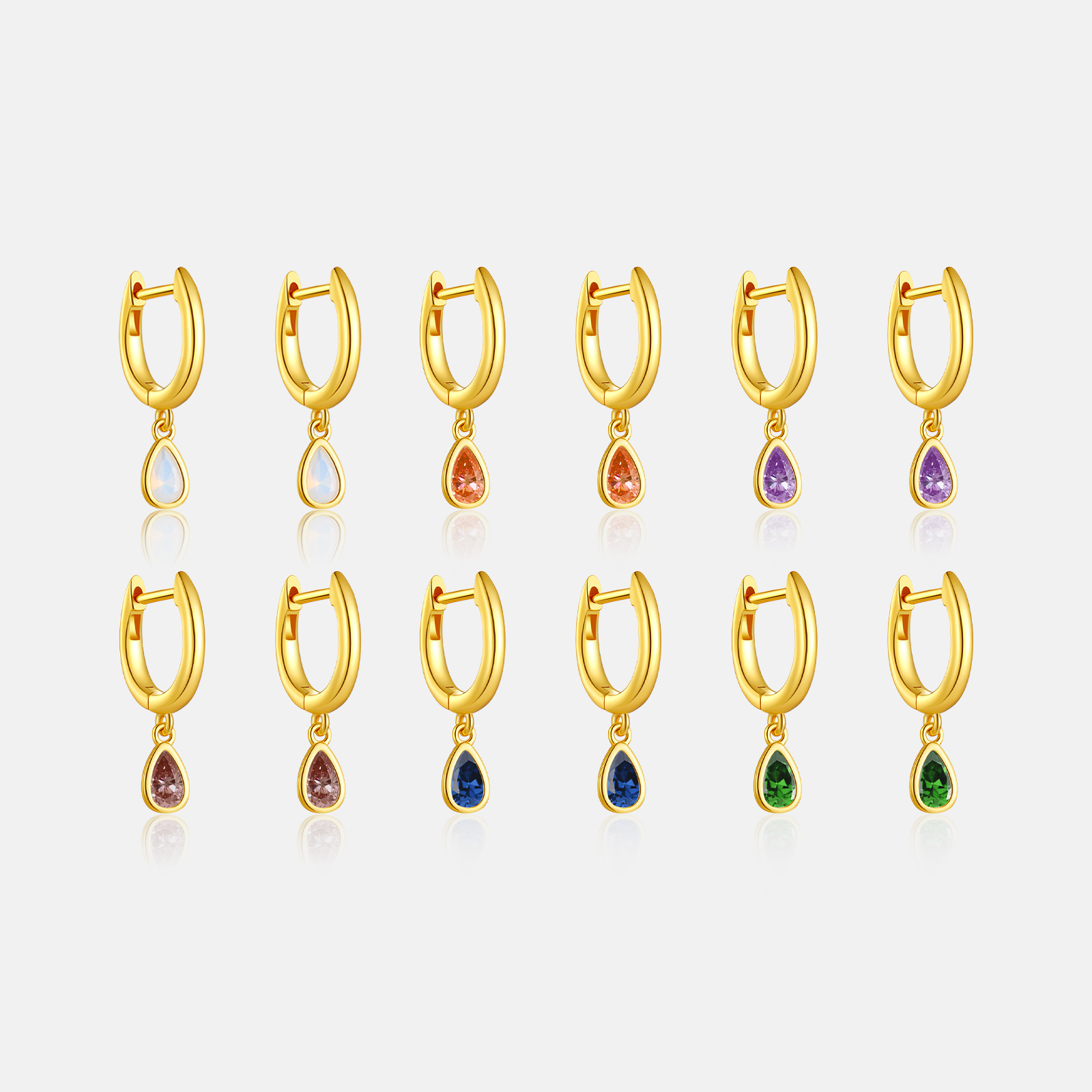 S925 Sterling Silver Earrings Colorful Pear-shaped Long Graceful And Fashionable Zircon Jewelry Earrings photo 1