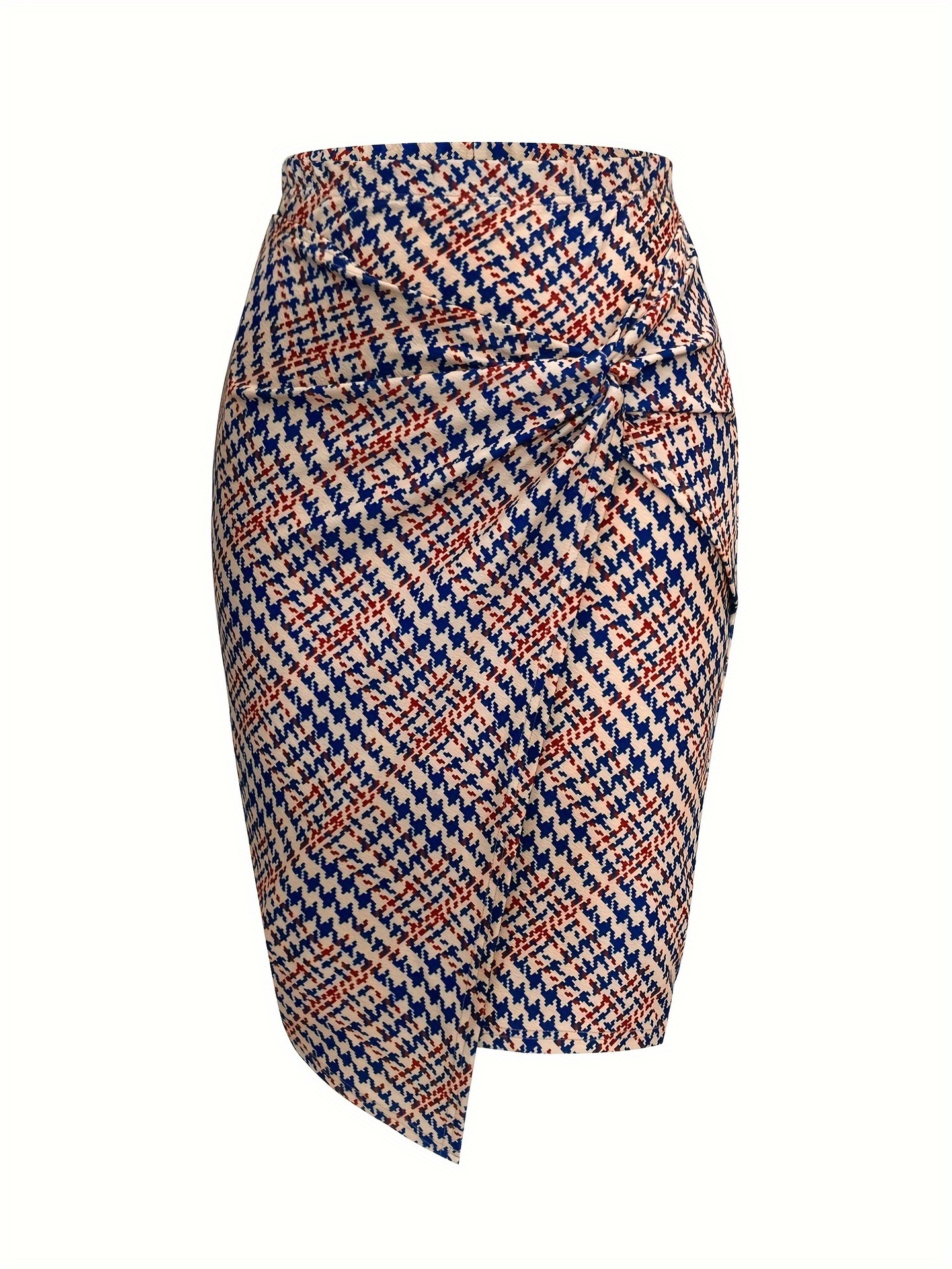 Twist Knot Print Pencil Skirt Printed Twist-Details Sheath In Linen Blend photo 6