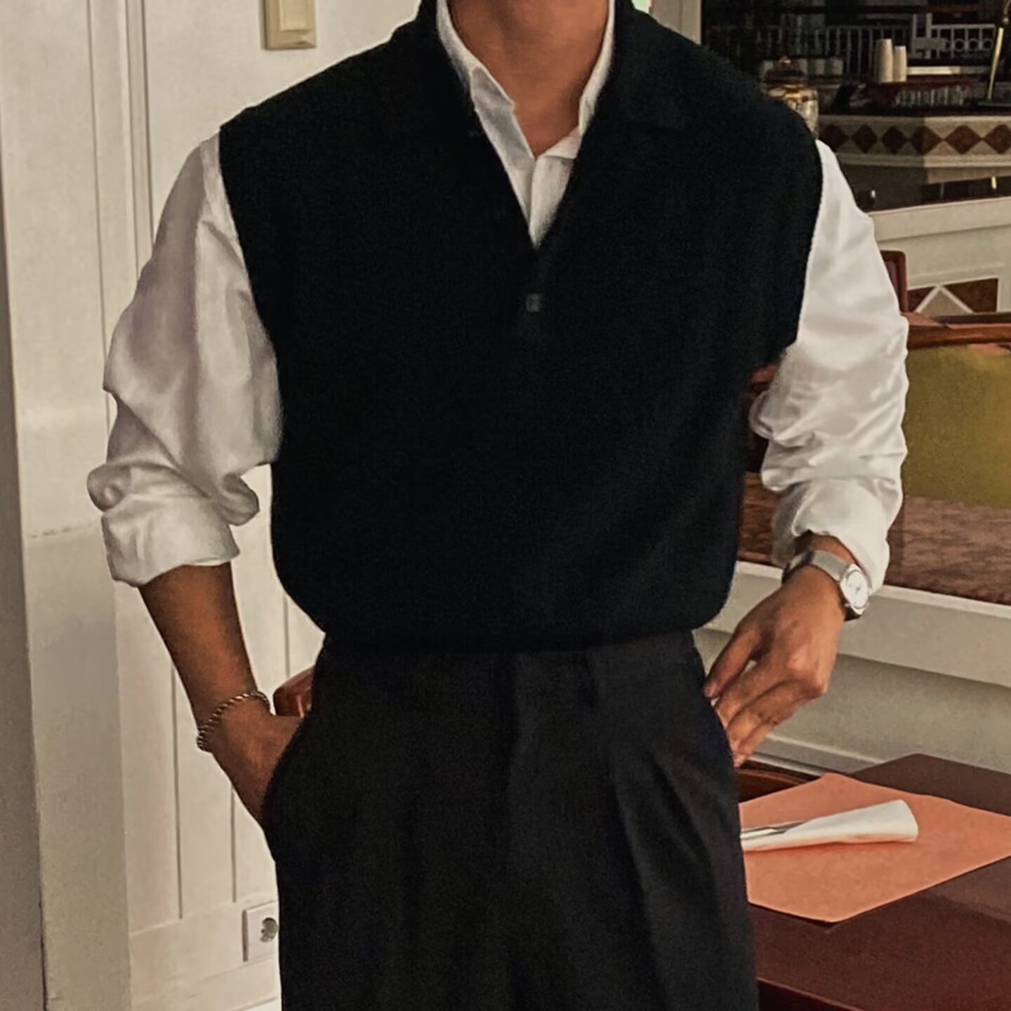 Mens Lapel Vest Business Knitwear Wool photo 6