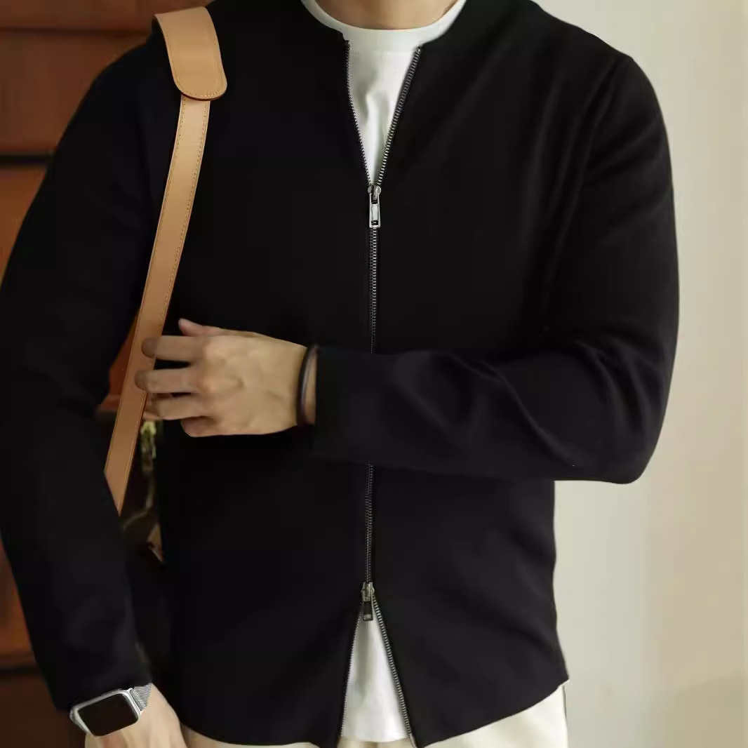 American-style Vintage Knit MA-1 Bomber Cardigan photo 1