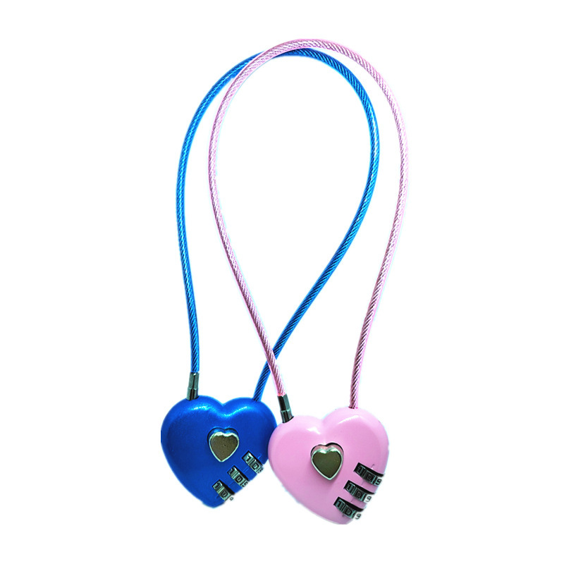 Peach Heart Long Wire Rope Love Lock photo 3