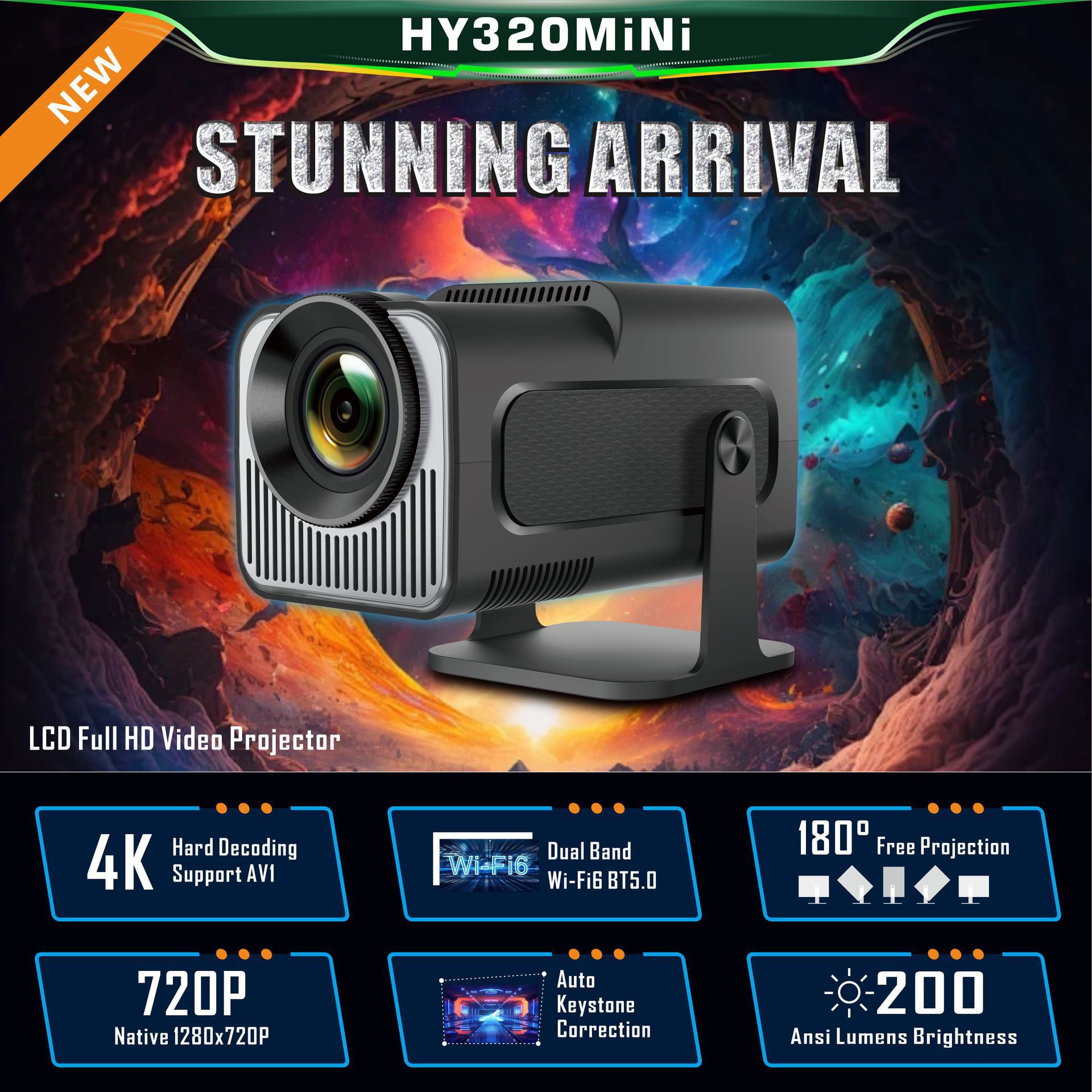 HY320 Mini Projector 720P Android System photo 1