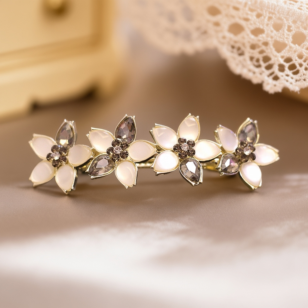 Korean-style Large And Small Spring Clips With Rhinestones photo 1