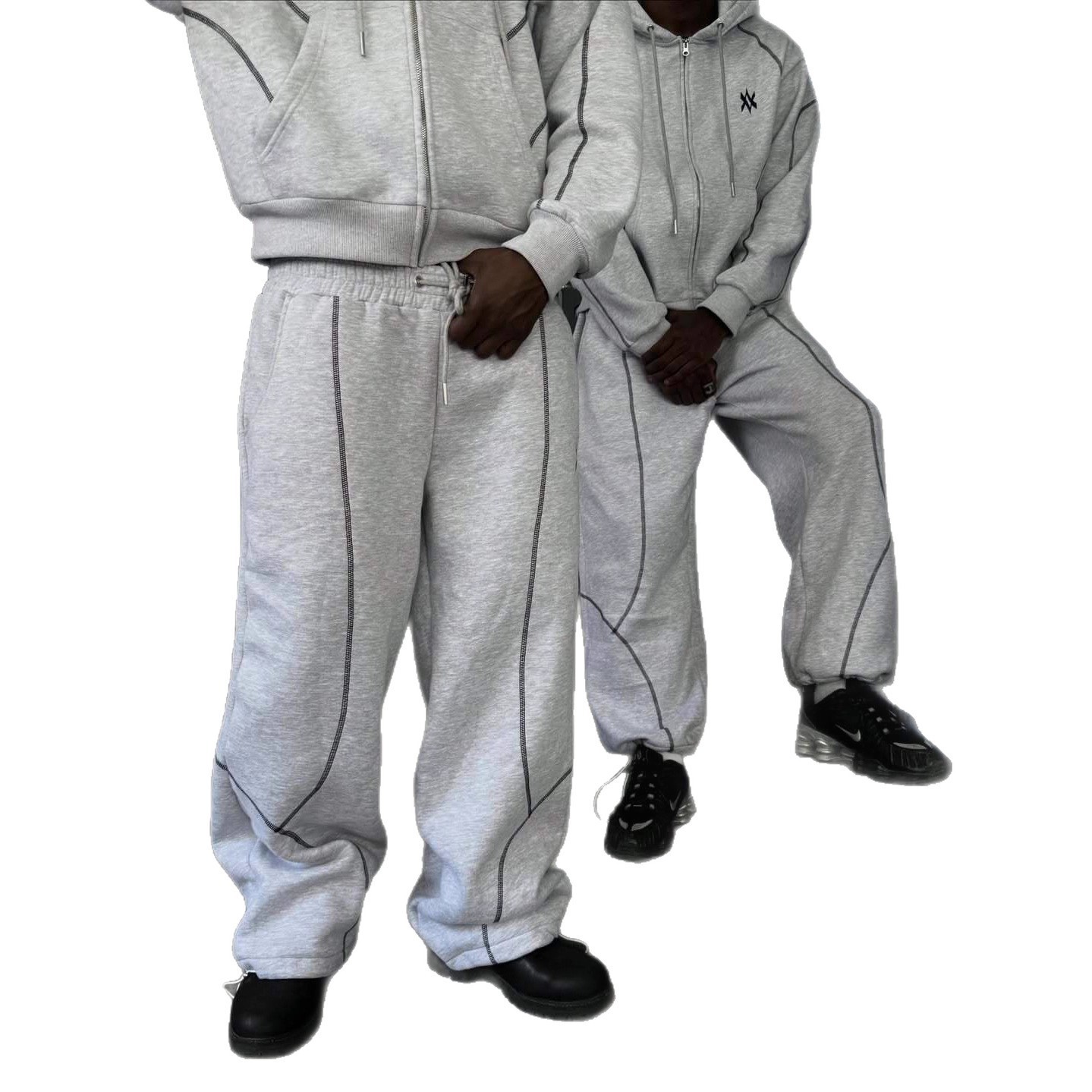 Street Hooded Cardigan Sweater Men's And Women's Same Loose Hooded Sweatpants Suit photo 3