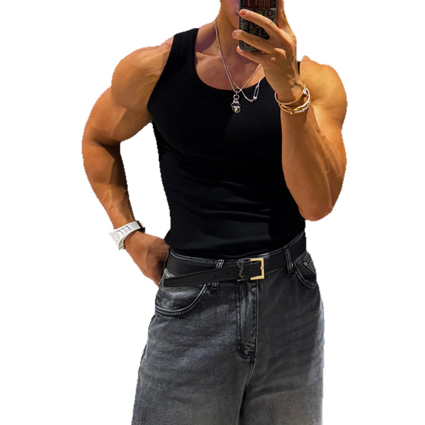Sleeveless T-shirt Show Muscle American Sweat-absorbent Waistcoat photo 3