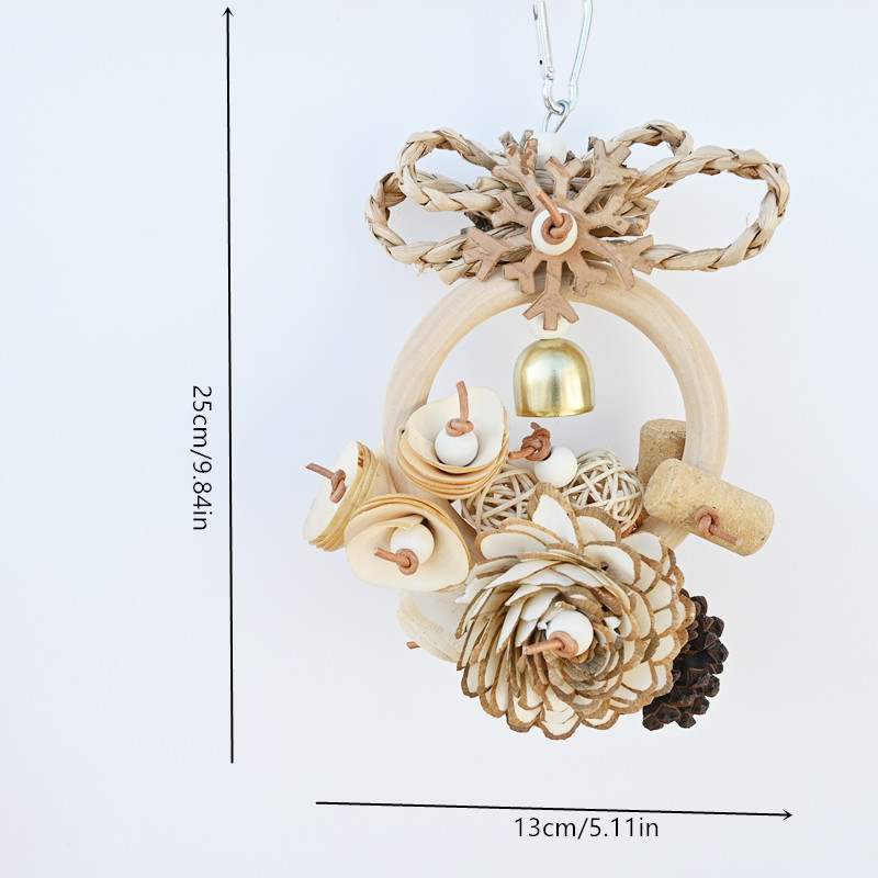 Plant Straw Gnawing Ring Natural Wood Slice Pine Cone Toy photo 2