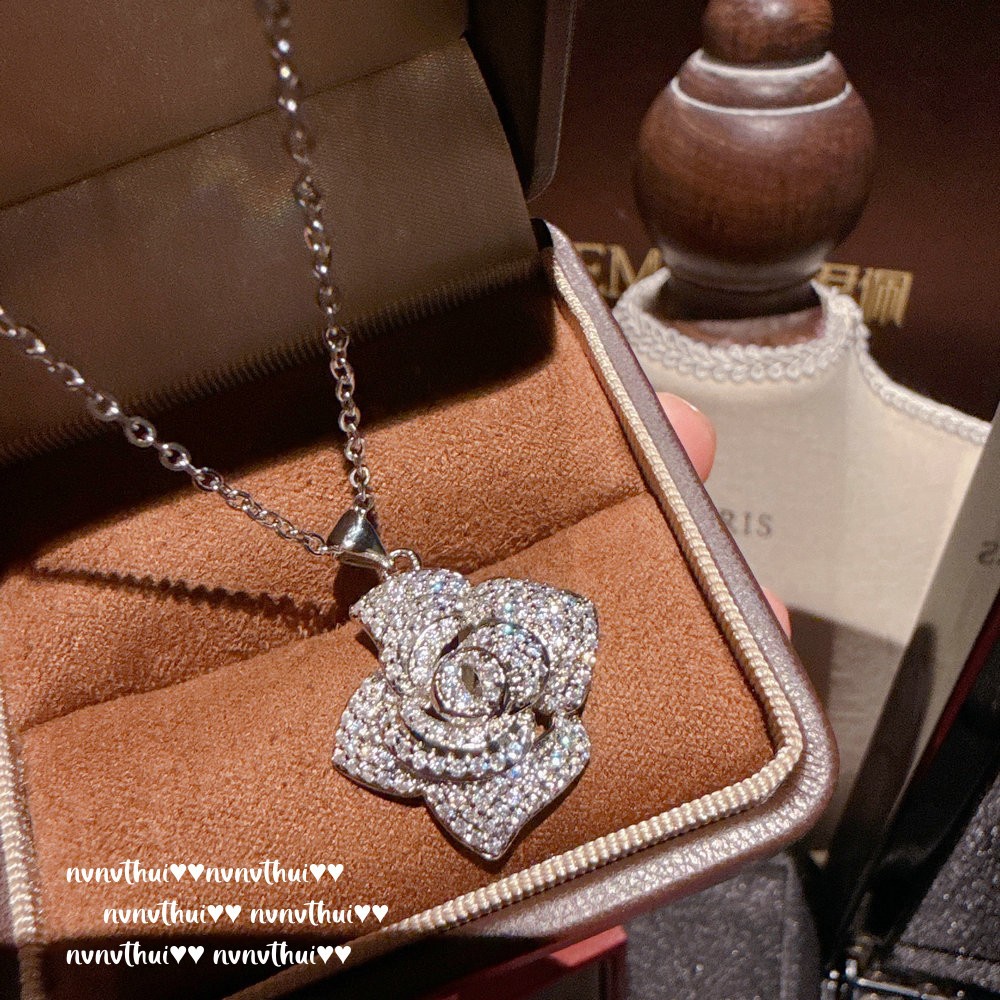 Fog Color Enchantress Camellia Gemstone Necklace Rich Charming Rose Zircon Earrings Bracelet Suit photo 3