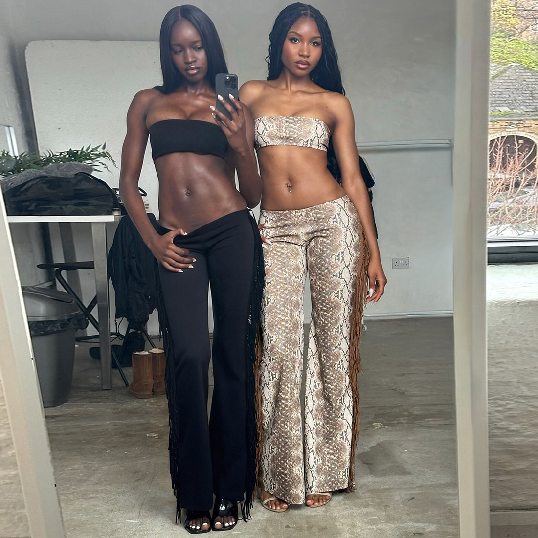 Custom Digital-print Tube Top And High-waisted Leggings Set photo 1