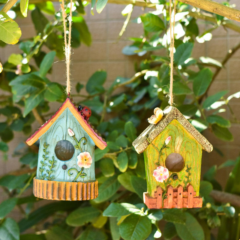 Rustic Birdhouse Outdoor Garden Decoration Bird Nest Sculpture Courtyard Ornament photo 7