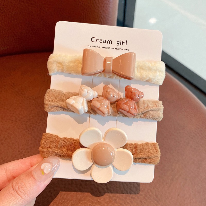 Milk Coffee-colored Little Bear Hair Tie For Girls Gentle On Hair photo 1