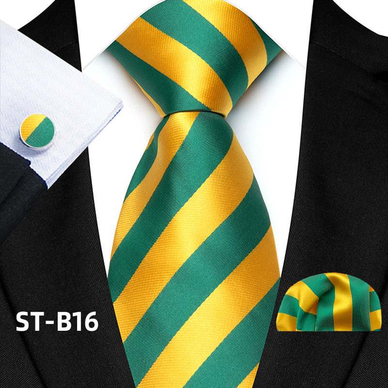 Solid-color Men's Tie Cufflinks Pocket Square photo 8