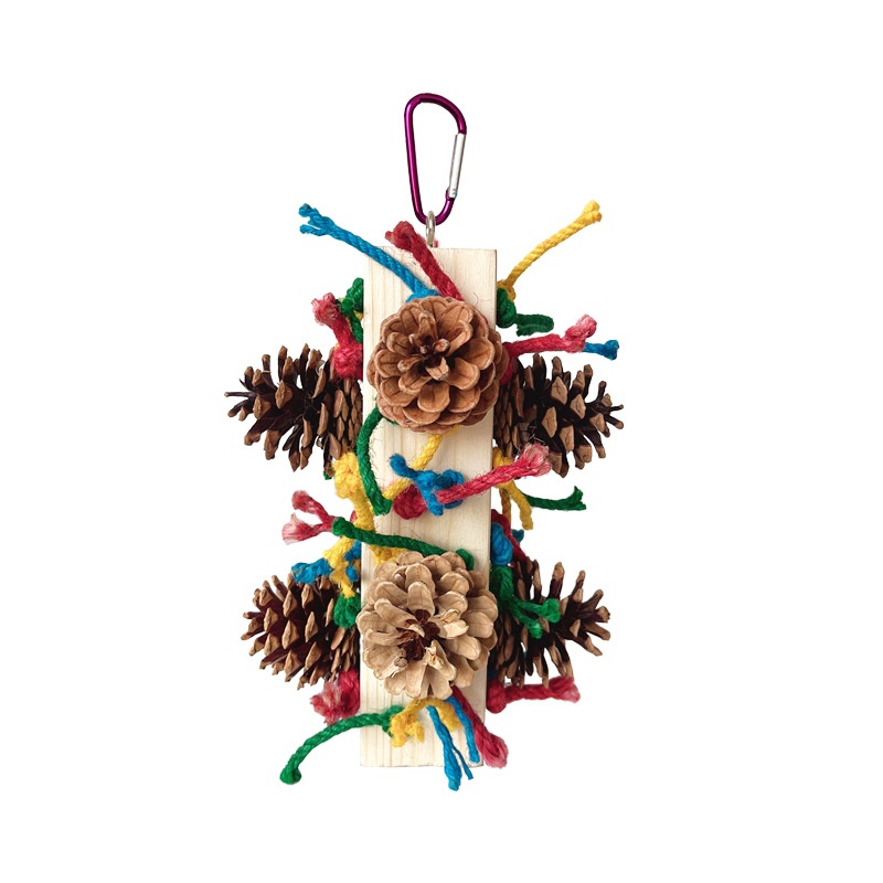 Solid Wood Parrot Toy Bird Stand Tearing Damage Relieving Stuffy Bite Wooden Square photo 4