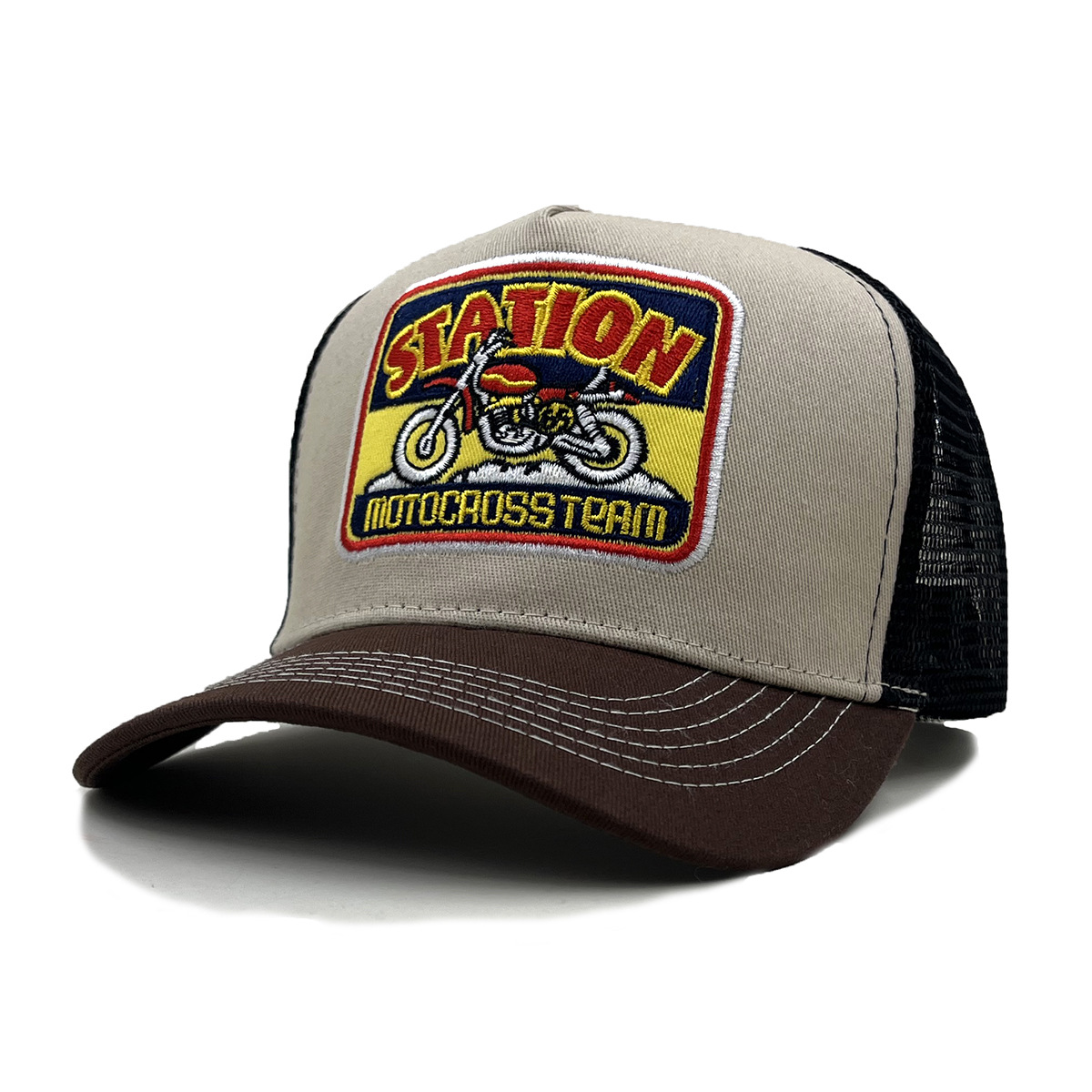 Motorcycle-Embroidered Color-Block Sun Hat photo 8