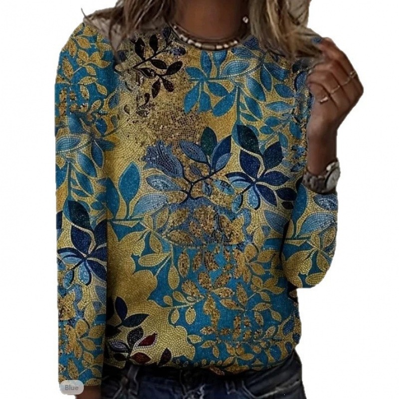 Women's Fashion Top Round-neck Printed T-shirt photo 5
