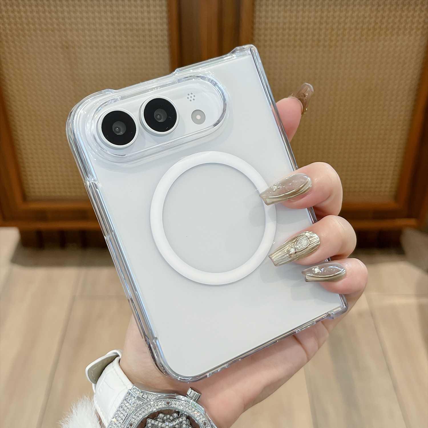 Transparent Magnetic Folding All-around Phone Case photo 1