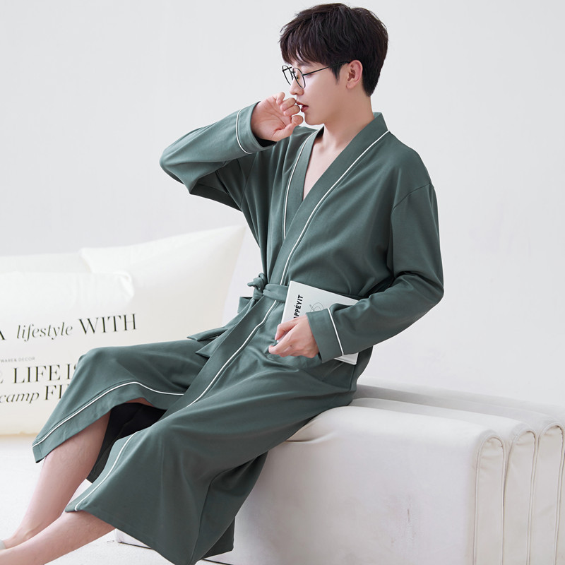 Long-sleeve Mens Home Wear Long And Thin Nightgown photo 4