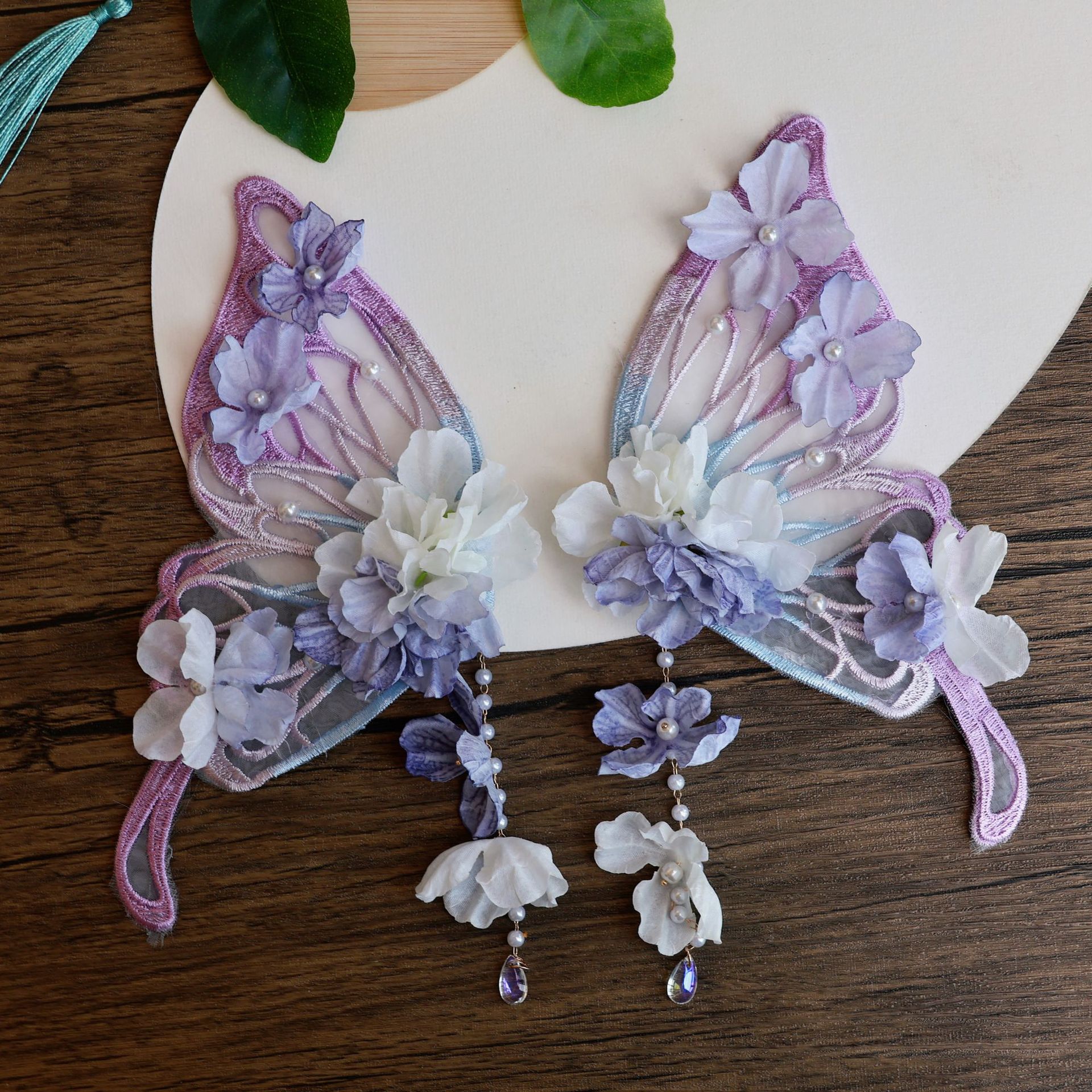 Large Butterfly Hair Clip Silk Flower Side photo 5