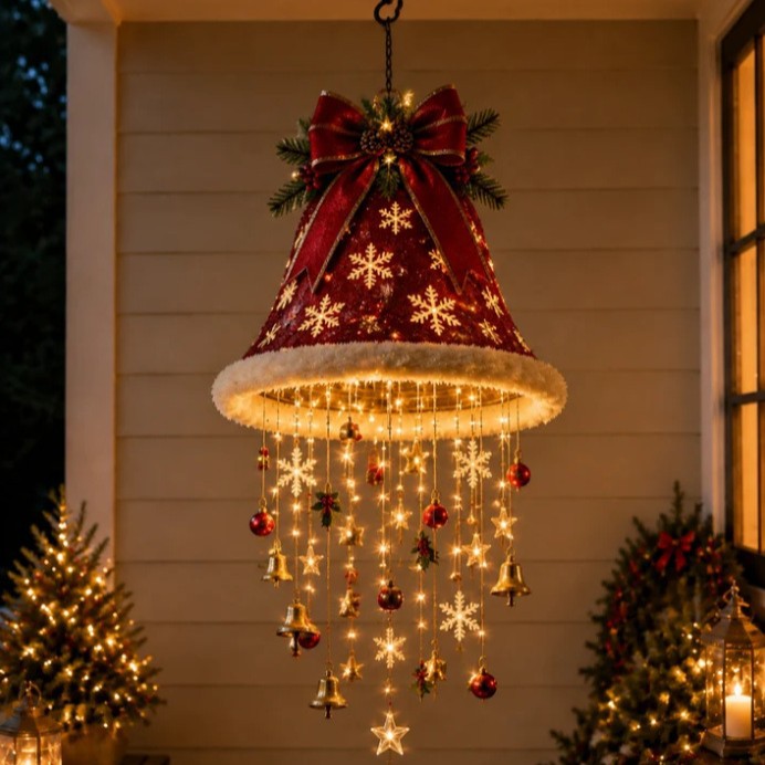 Christmas Hanging Hat Decor Lamp 3D-Printed Christmas Hat Chandelier photo 6