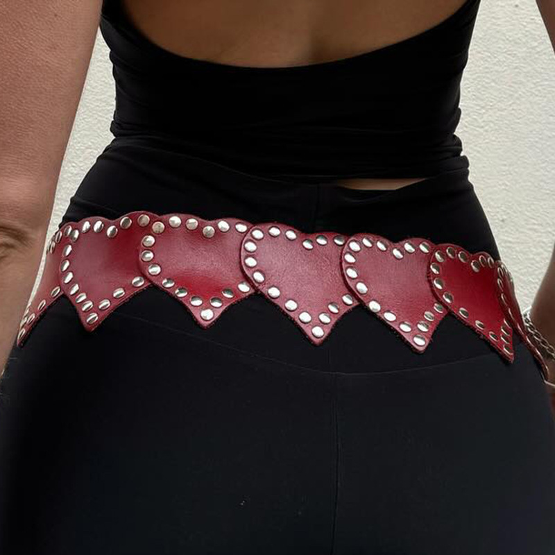 Retro Elastic Heart-shaped Leather Waist Belt For Cinching The Waist photo 5