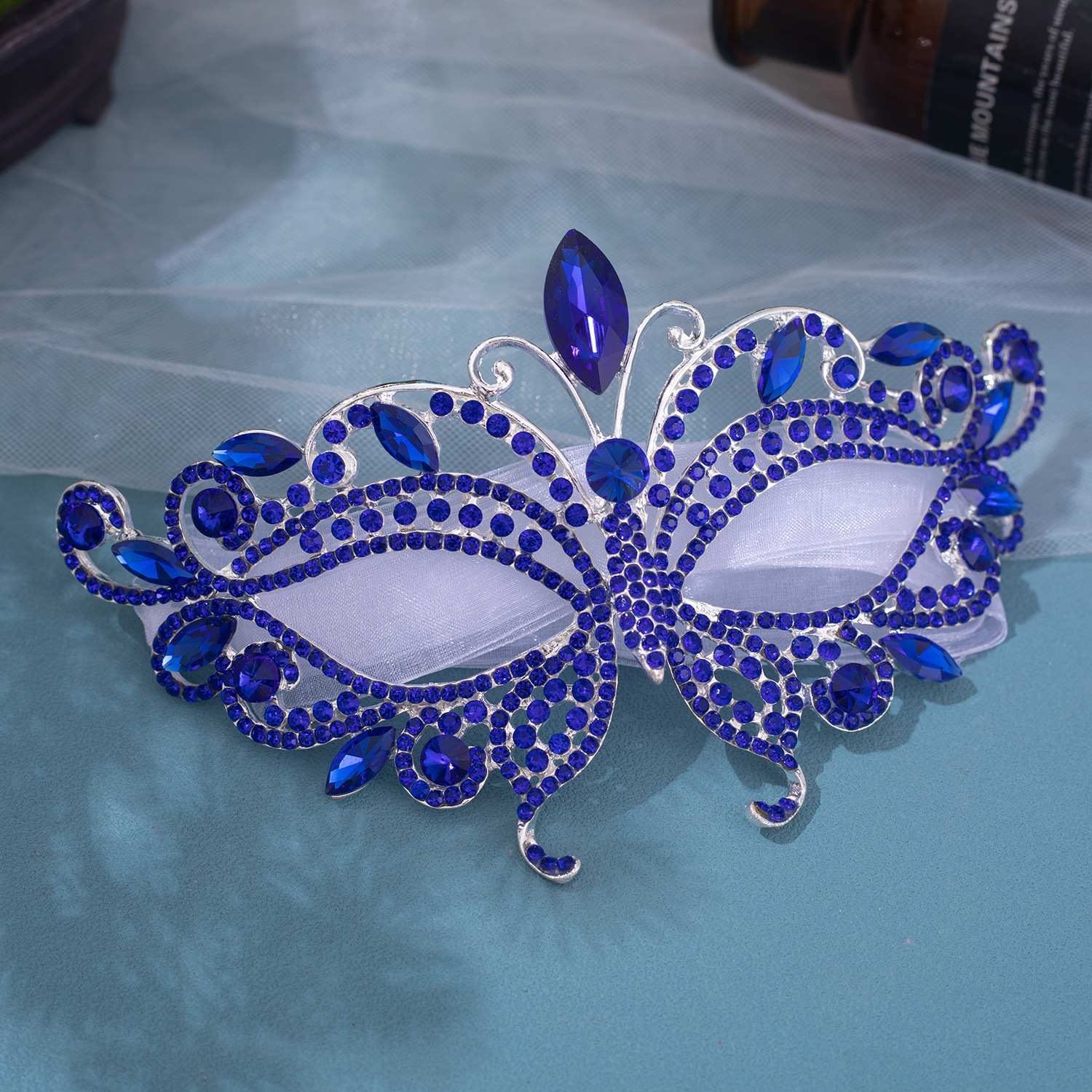 Western-style Masquerade Mask Headdress Party Rhinestone Tassel Veil photo 5