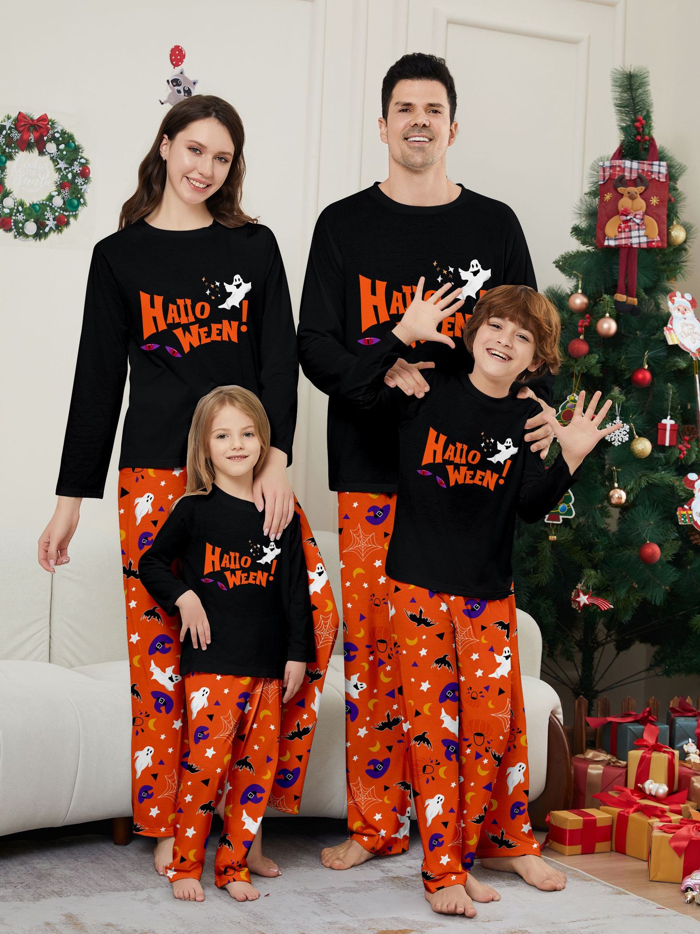 Parent-child Pajamas Long Sleeve Two-piece Set Eye Letter Printed Homewear photo 6