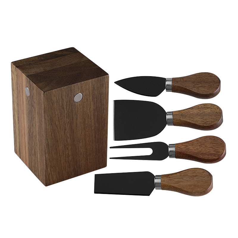 Acacia Wood Magnetic Stainless Steel Cheese Knife Set 5 Pieces photo 6