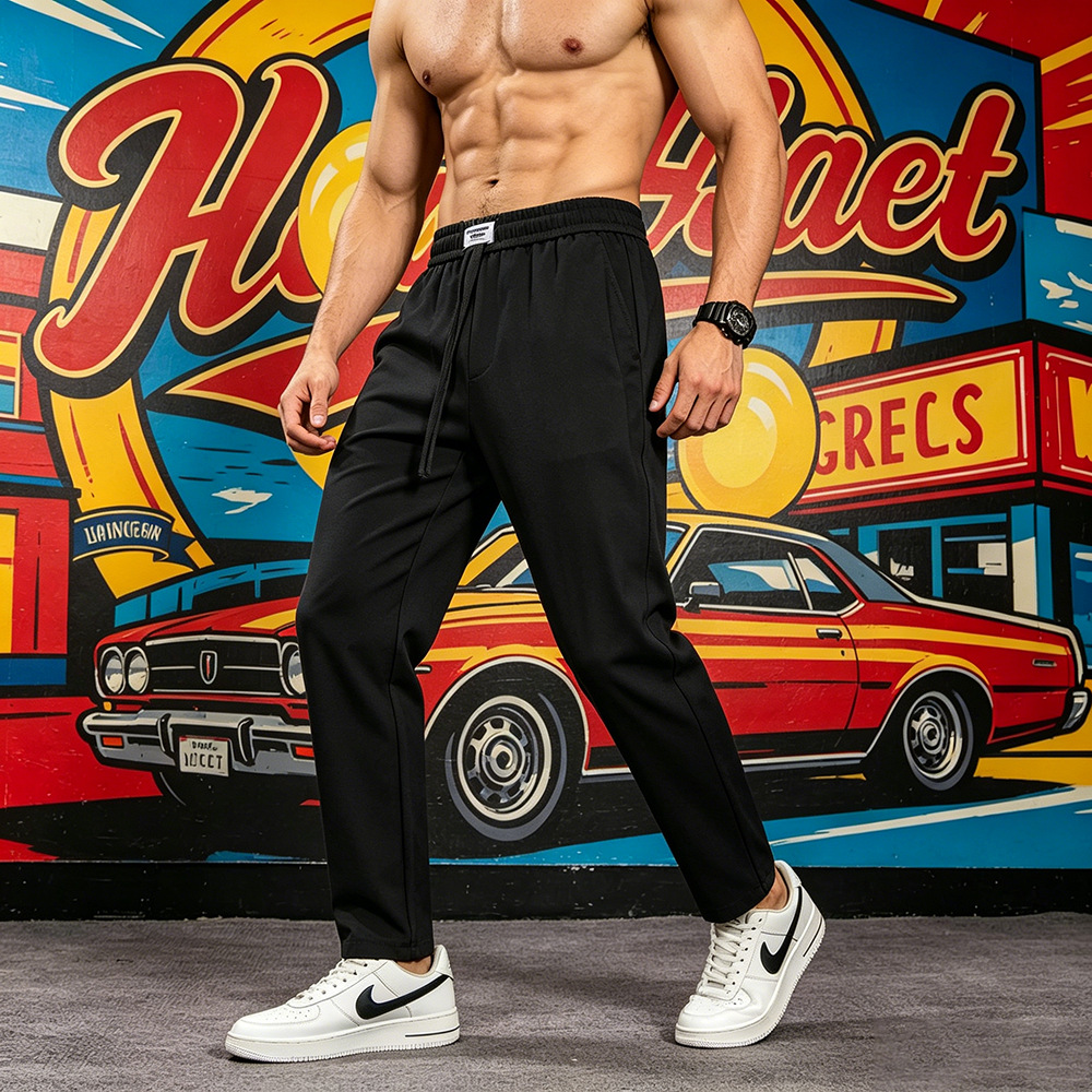 Men's Anti-wrinkle Elastic Waist Micro-cone Straight Casual Pants photo 3
