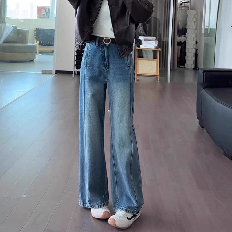 Retro Washed Slim-fit Wide-leg Jeans photo 3