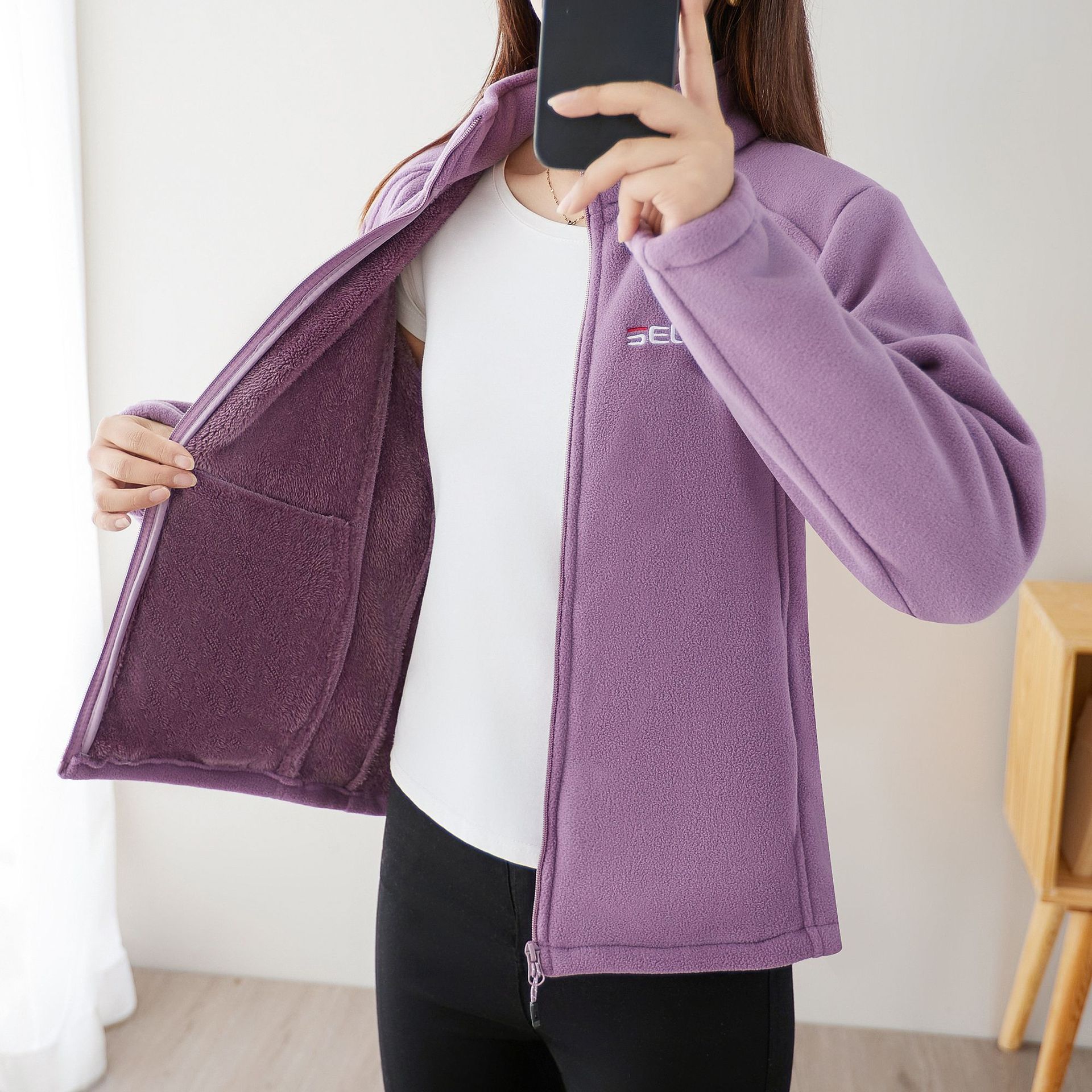 Women's Fleece-Lined Thickened Zip-Up Cardigan photo 1