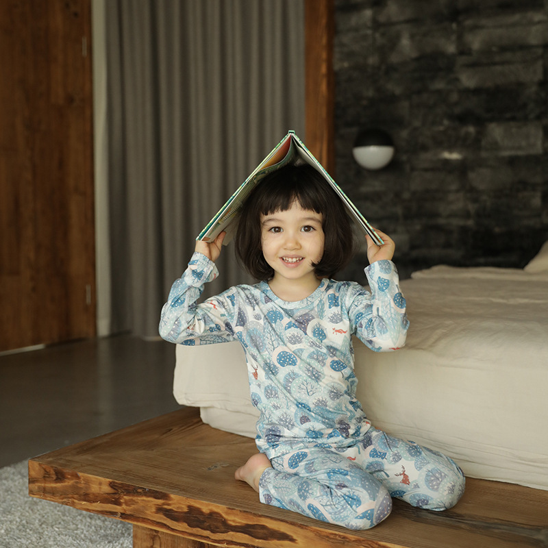 Bamboo Cotton Knitted Parent-child Homewear Clothes Pajamas Suit photo 6