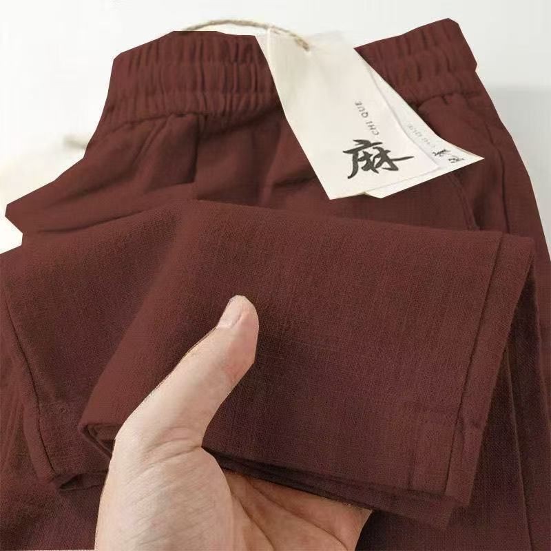 Cropped Ice-silk Breathable Elastic-waist Pants With Pockets photo 8
