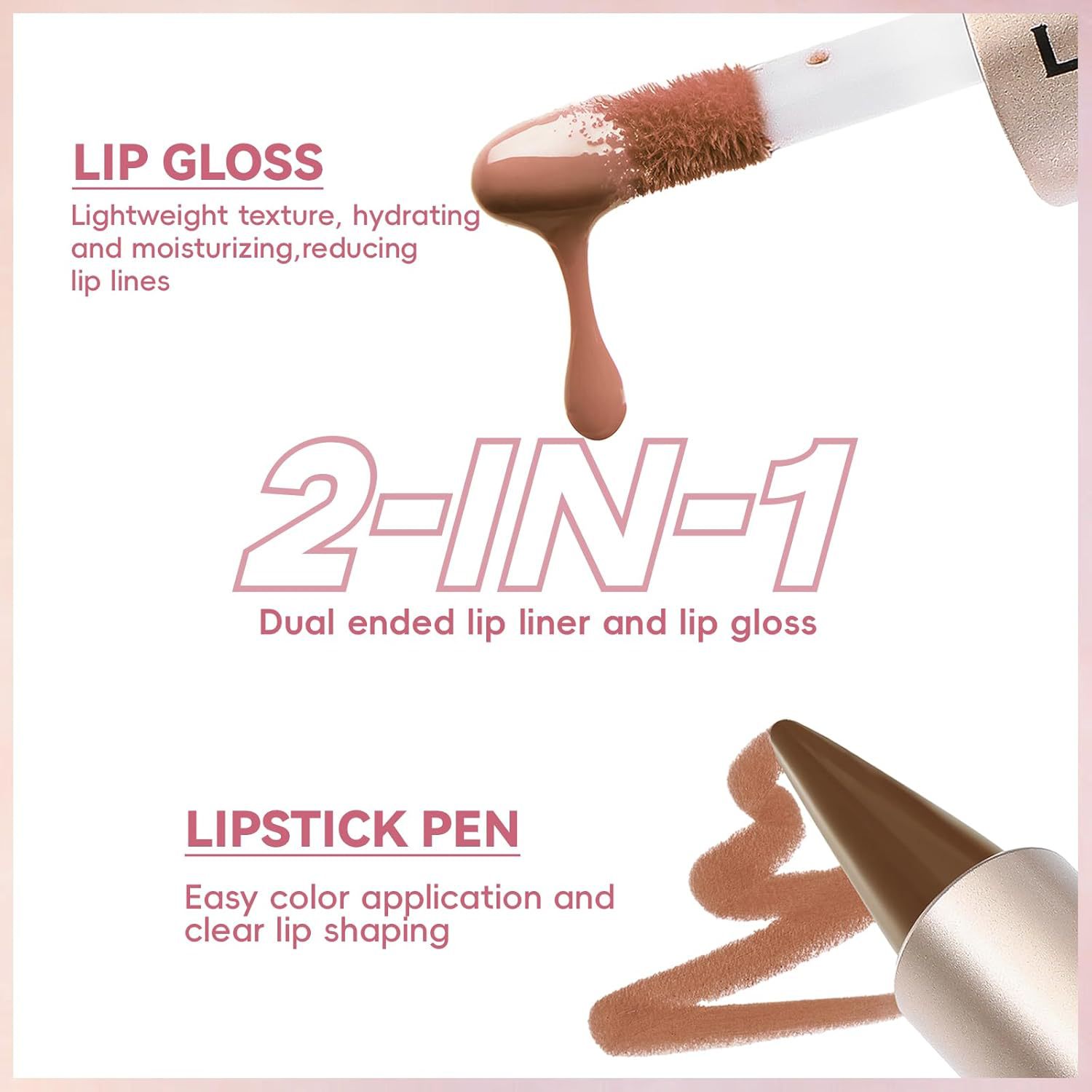 Double-ended Waterproof Smudge-proof 2-in-1 Lip Gloss And Lip Liner photo 2