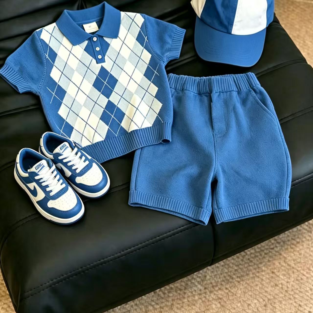 Crew-neck Short-sleeve Knit Top And Childrens Shorts Two-piece Set photo 4