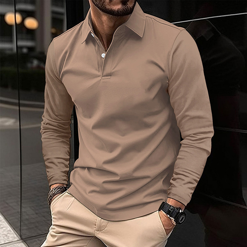 Men's Casual Lapel Long-sleeve Sports Polo Shirt photo 1