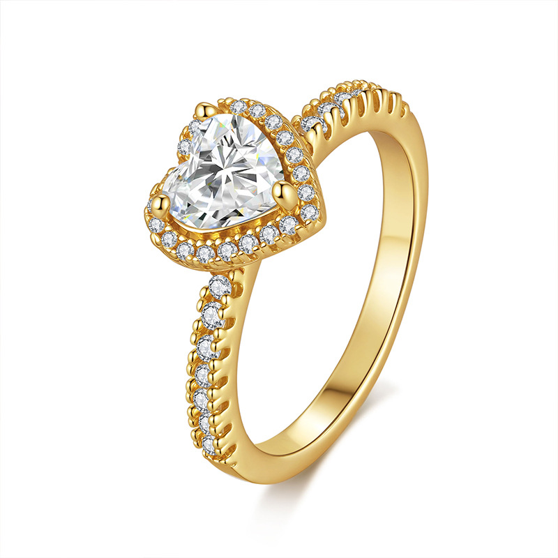 Love-Heart Moissanite 925 Silver Platinum-Plated Ring For Women photo 2