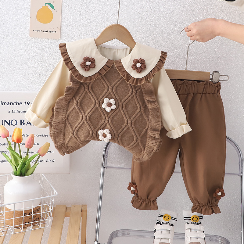 Baby Girl Spring Outfit Set Stylish Childrens Sweater Vest photo 3