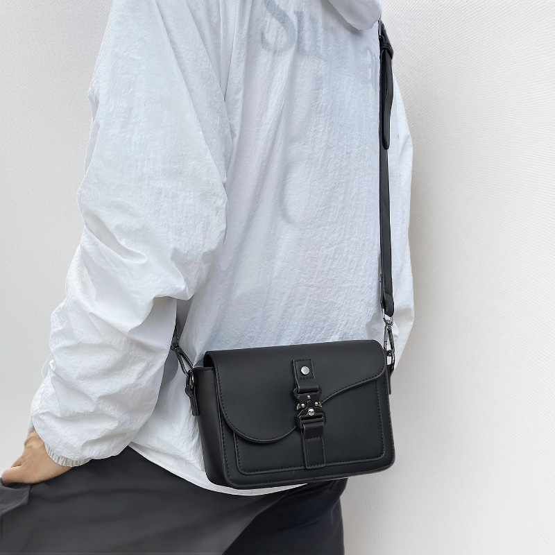 PU Leather Mini Crossbody Bag, Japanese And Korean Style, Minimalist Solid Color, Unisex photo 1
