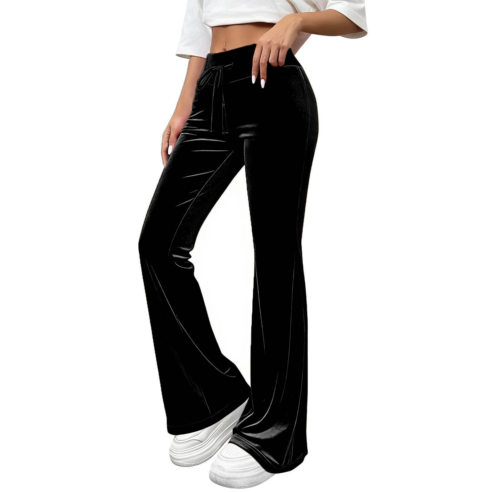 Commuter Slimming Casual Flared Pants Velvet Draped Long Trousers photo 2