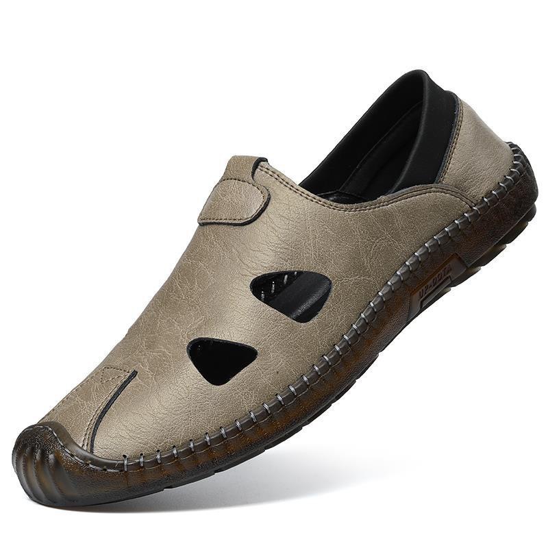 Men's Handmade Casual Leather Shoes Men's Perforated Breathable Style photo 7